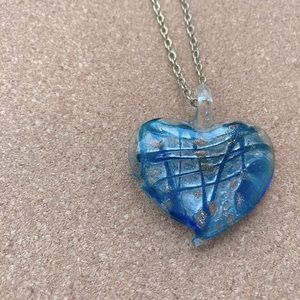 Handmade glass heart necklace